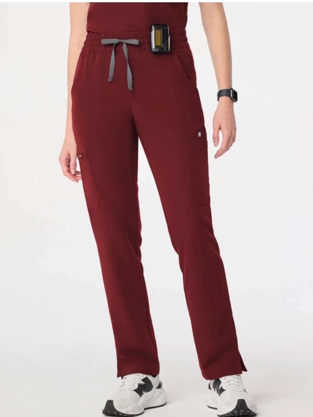 Figs Yola Skinny Slim Scrub Pant in Burgundy